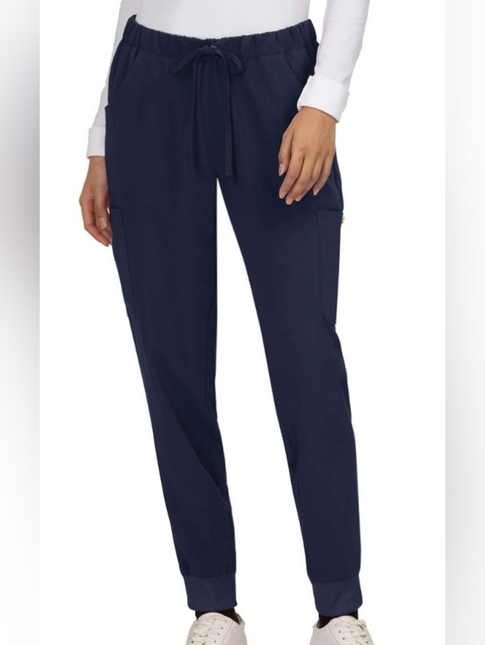 Betsey Johnson Women's Navy Cargo Aster Jogger Petite Scrub Pants